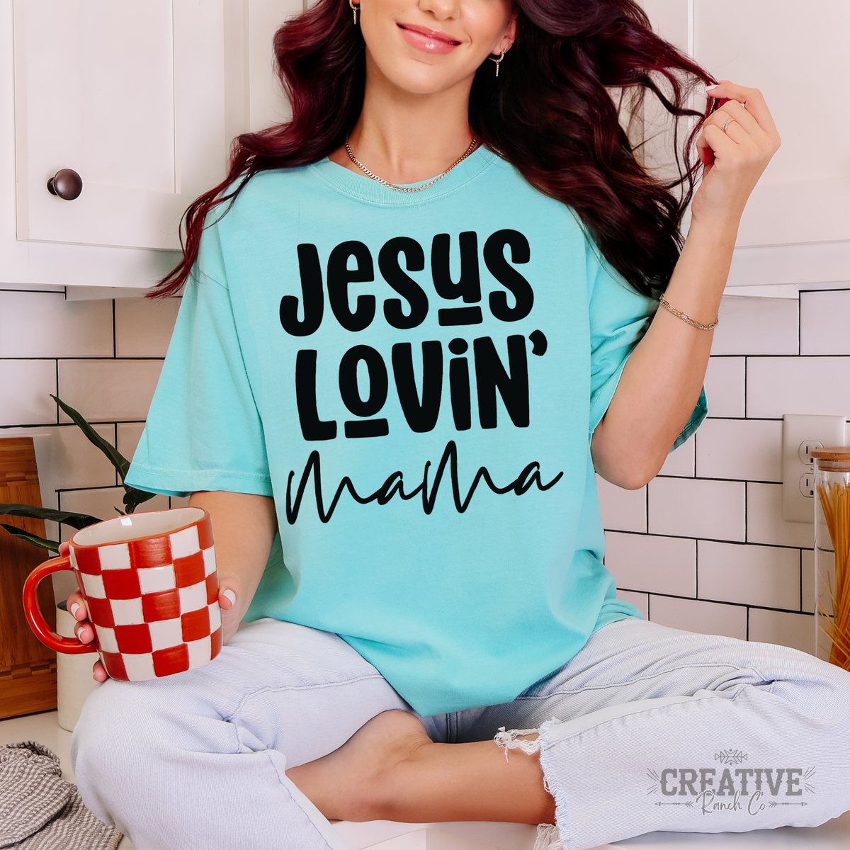Jesus Loving Mama Comfort Colors Tee in Chalky Mint — Creative Ranch