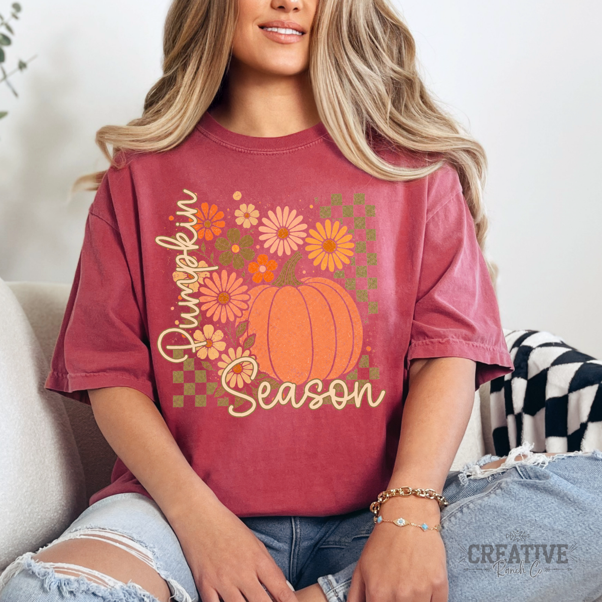 Pumpkin Season Comfort Colors Tee in Crimson — Creative Ranch