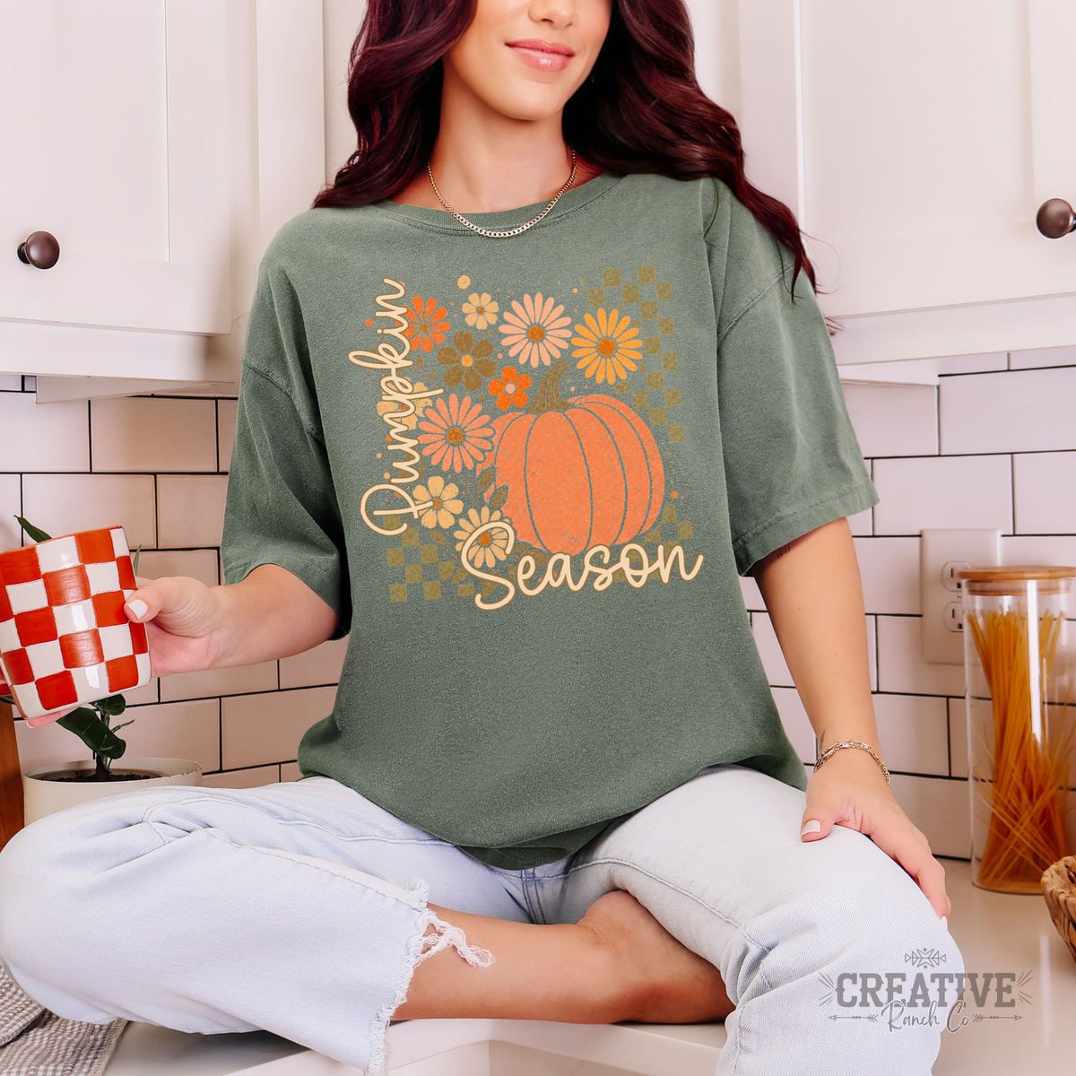 Pumpkin Season Comfort Colors Tee in Moss — Creative Ranch