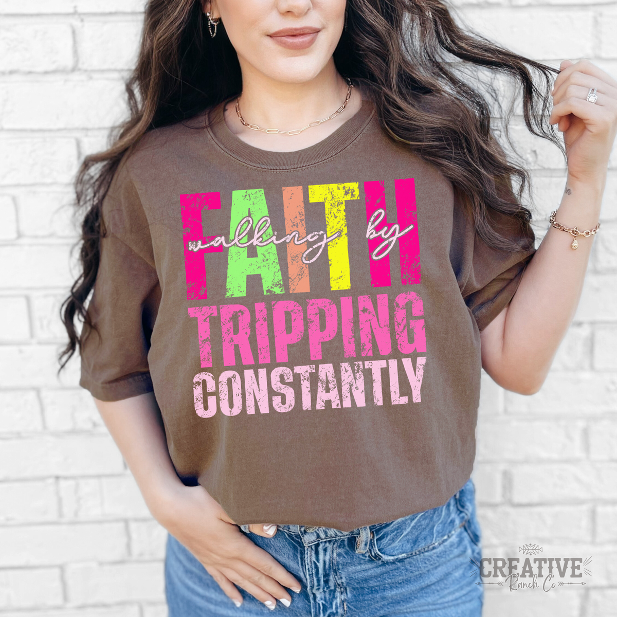 Walking by Faith, Tripping Constantly tee in Espresso